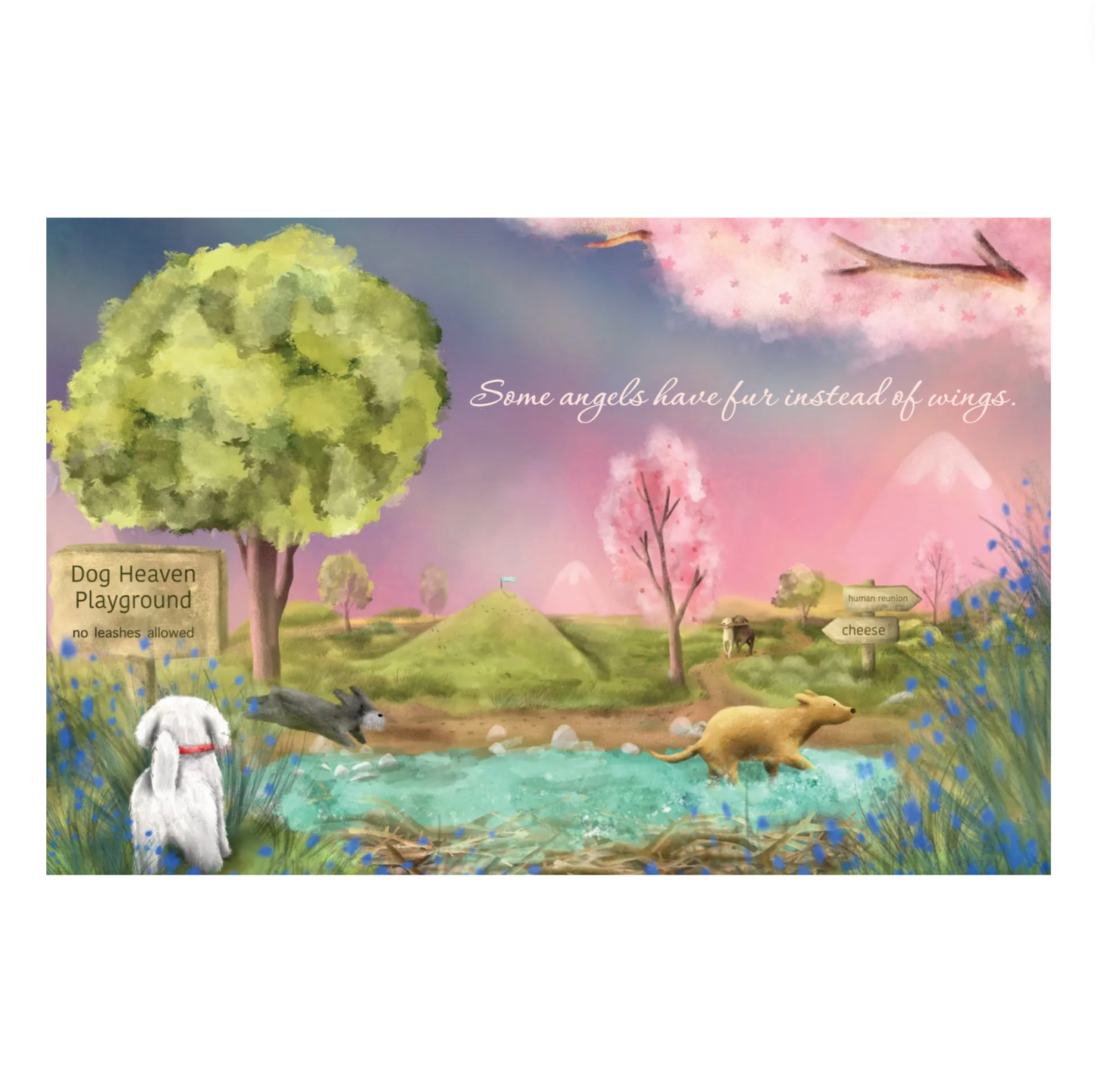 Pet sympathy card. Dog Heaven. Lunalore Books.