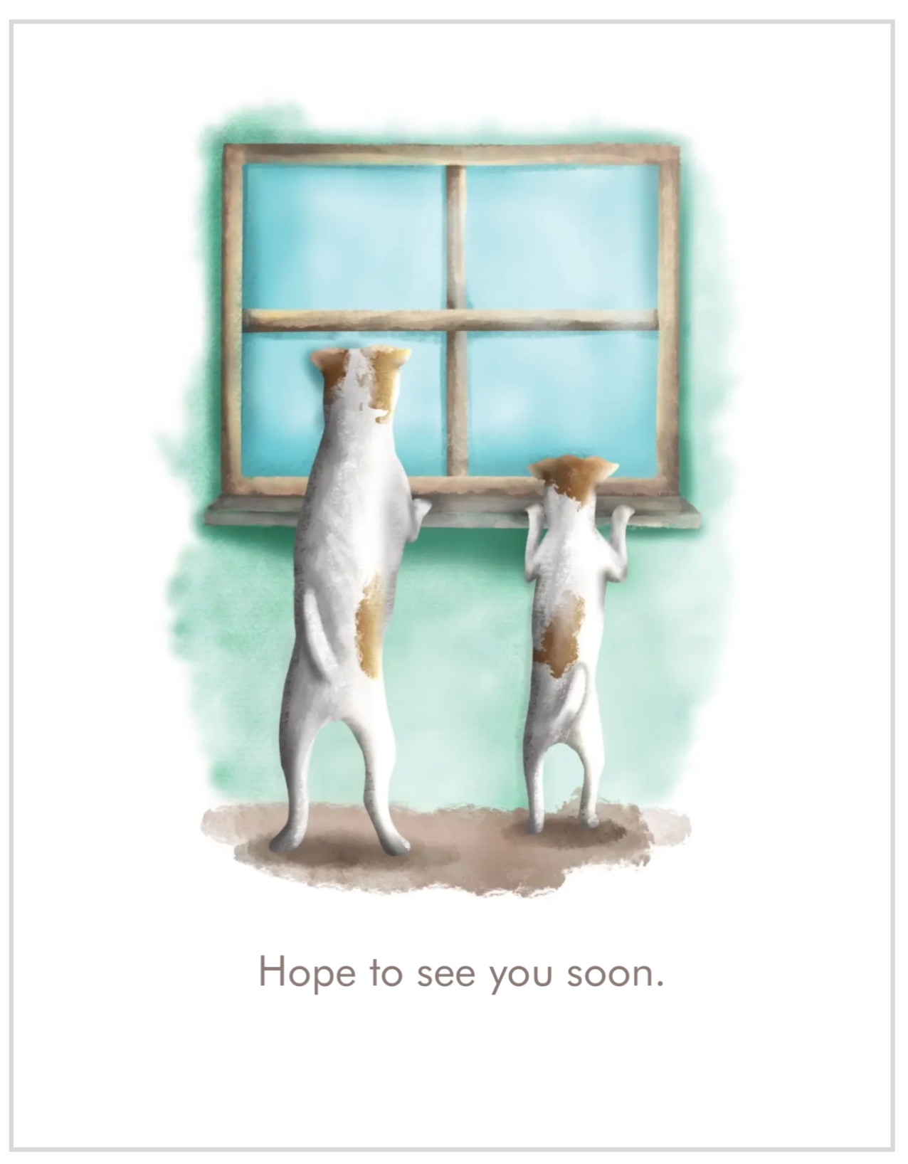 Dog Notecard - Scene #14: Dogs Waiting by Window
