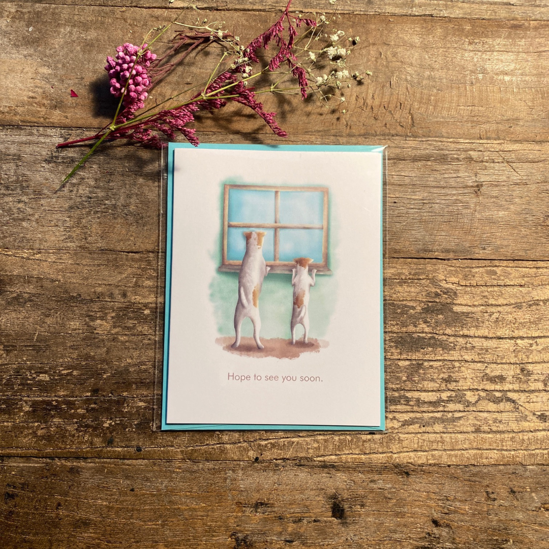 Dog Notecard - Scene #14: Dogs Waiting by Window