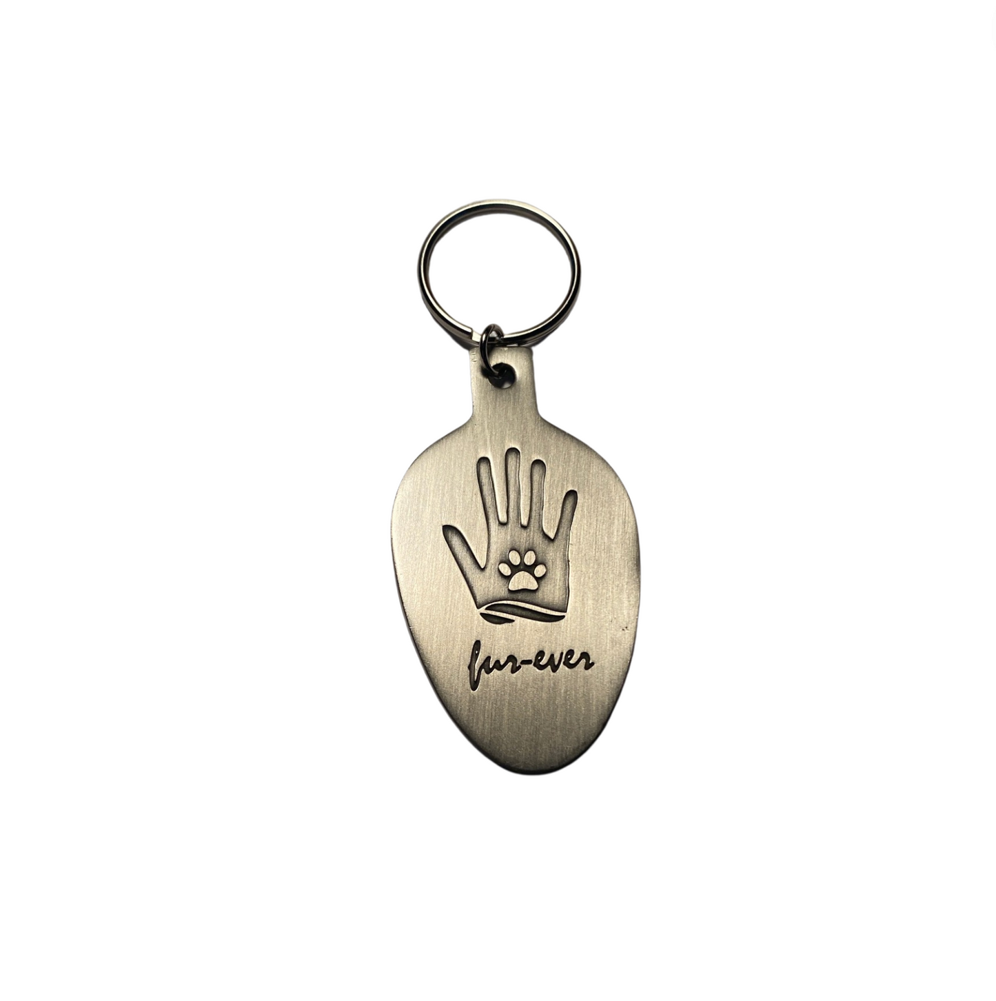 Hand and Paw Keychain (Antique Silver)