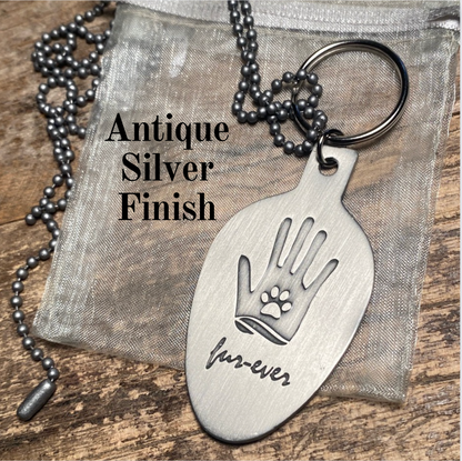 Hand and Paw Keychain (Antique Silver)