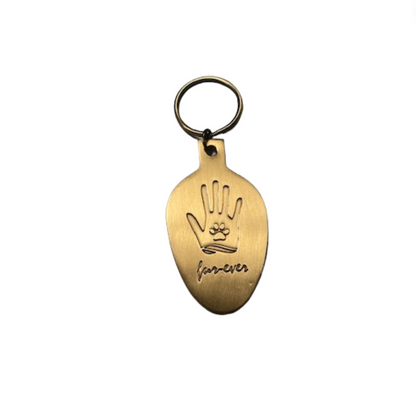 Hand and Paw Keychain (Antique Gold)