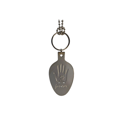 Hand and Paw Keychain (Shiny Silver Finish)