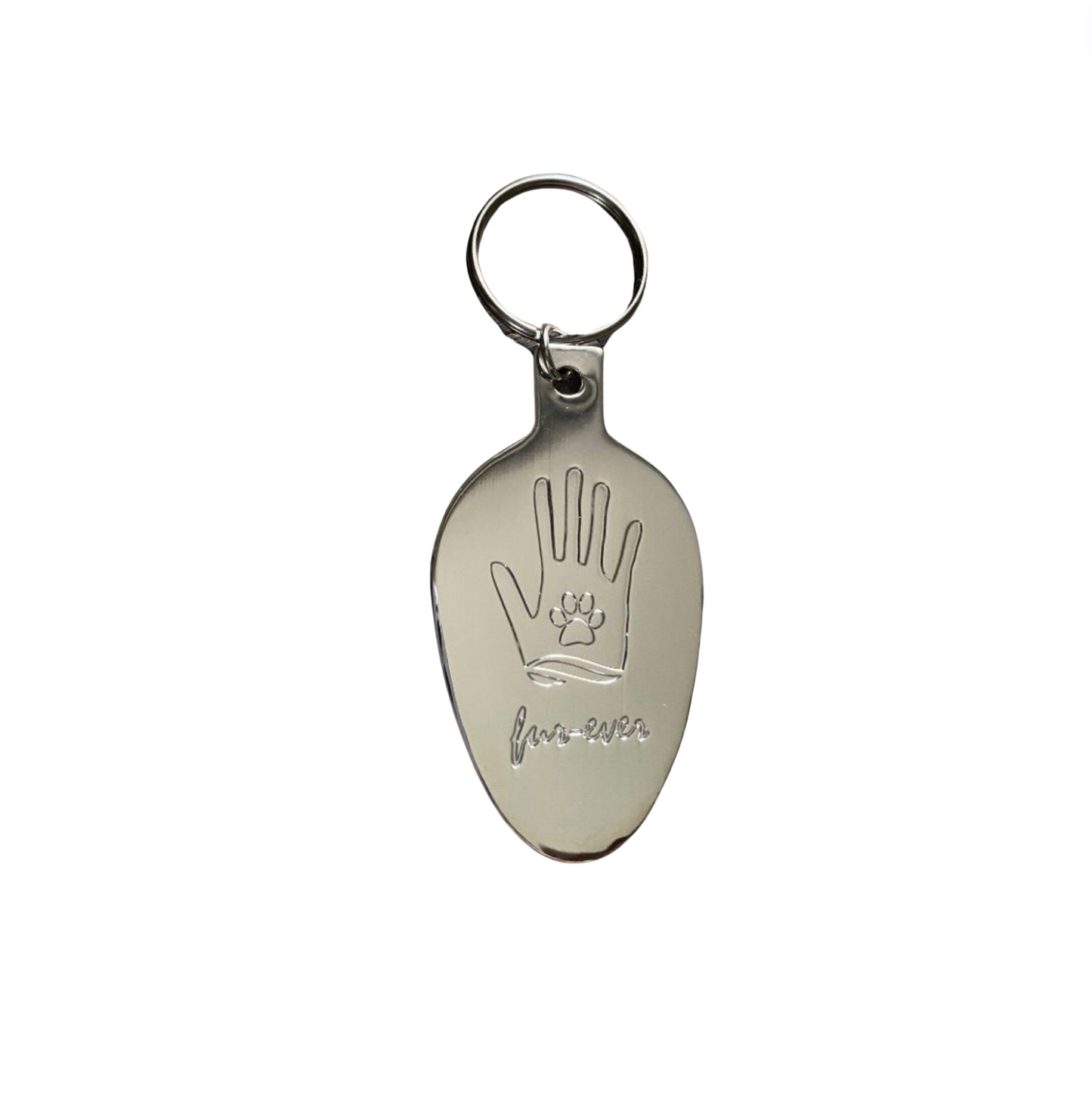 Hand and Paw Keychain (Shiny Silver Finish)